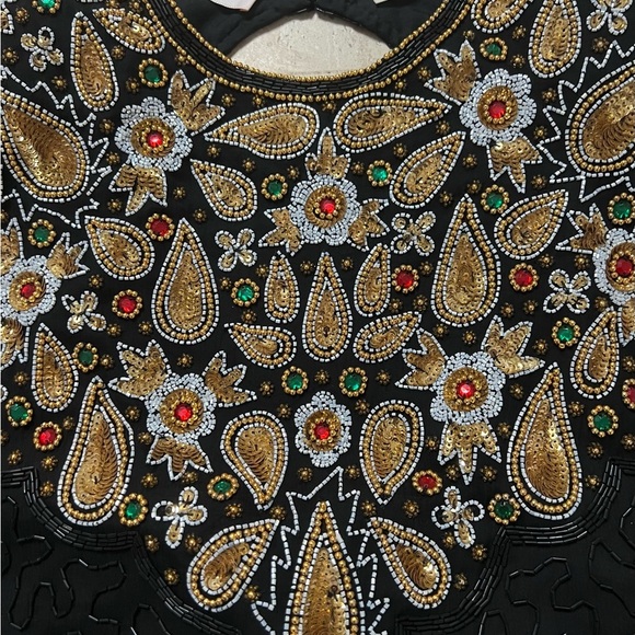 Vintage 1980’s Laurence Kazar Beaded and Sequins Silk Dress Size Medium - Picture 2 of 6